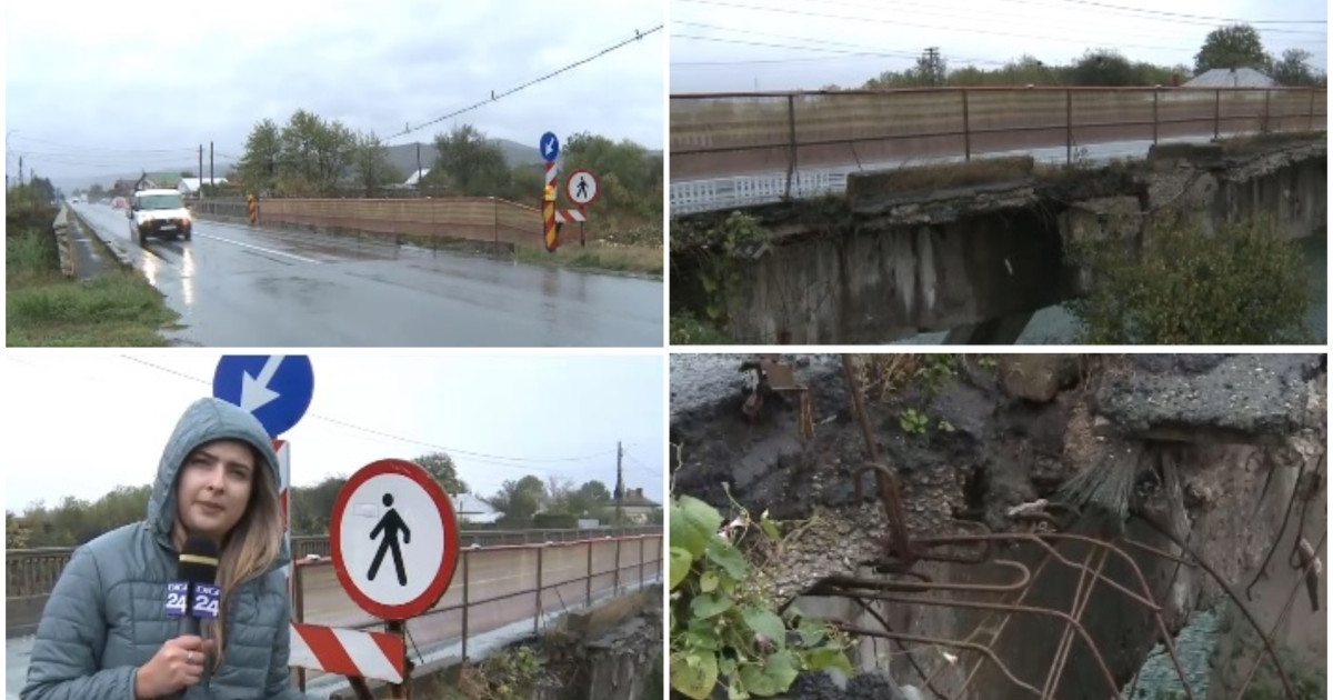 Pod deteriorat în județul Bacău: s-a prăbușit parapetul pietonal în localitatea Racova