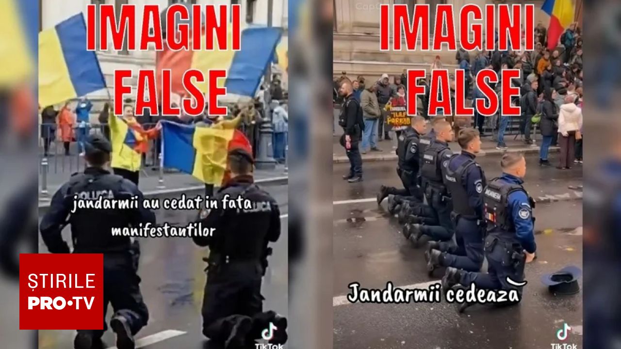 Jandarmeria Română dezminte imaginile false cu jandarmi care ar fi cedat în fața protestatarilor pe TikTok