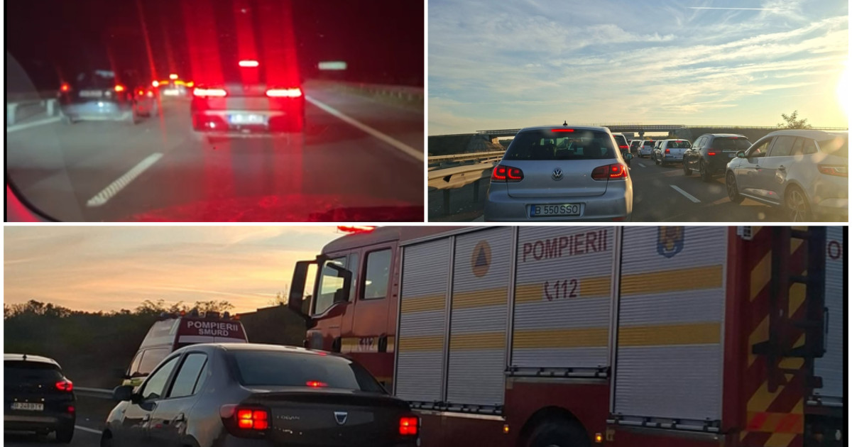 Accident cu trei mașini pe autostrada A3, spre București. Traficul este afectat în zona Gruiu