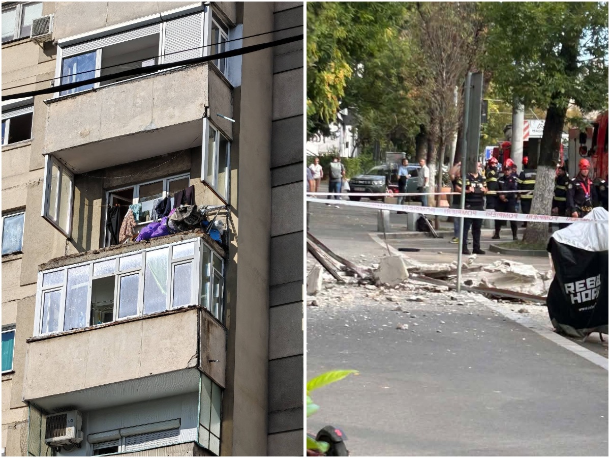 Balcon prăbușit de la etajul 7 al unui bloc din Cartierul Tineretului