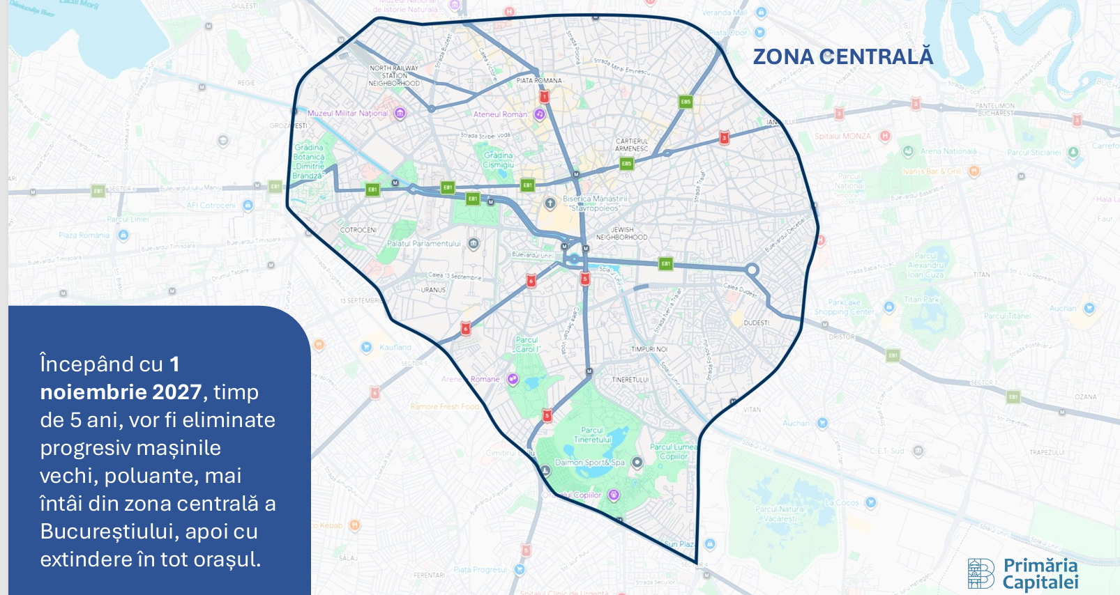Bucureștiul introduce Zona cu Emisii Reduse: restricții pentru mașinile vechi încep din 2027
