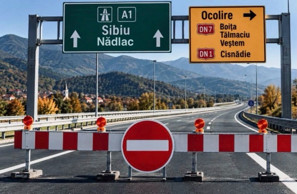 Închiderea sectorului A1 între Cisnădie și Boița pentru două luni din cauza lucrărilor de la Sibiu-Pitești