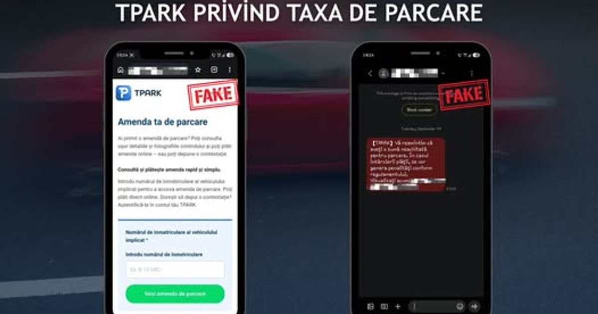 Avertisment de la DNSC: SMS-uri false cu amenzi de parcare TPARK fură datele bancare ale șoferilor