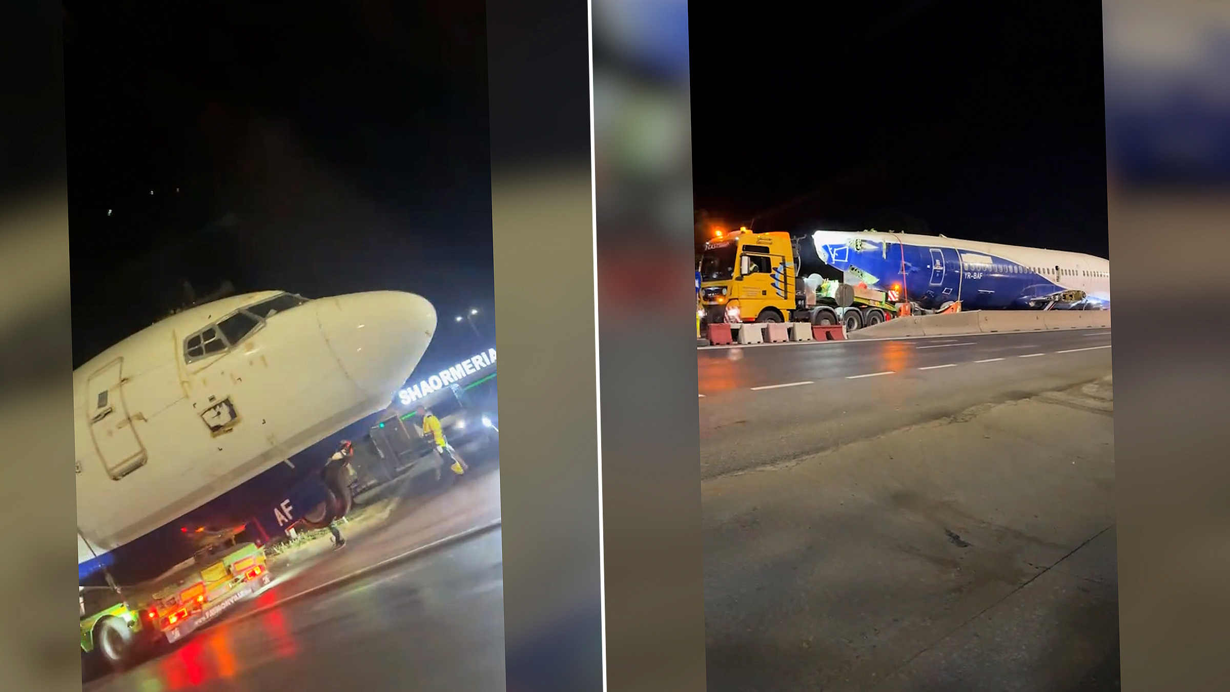 Un avion de pasageri a rămas blocat pe DN1, sub un pod feroviar, în apropiere de București