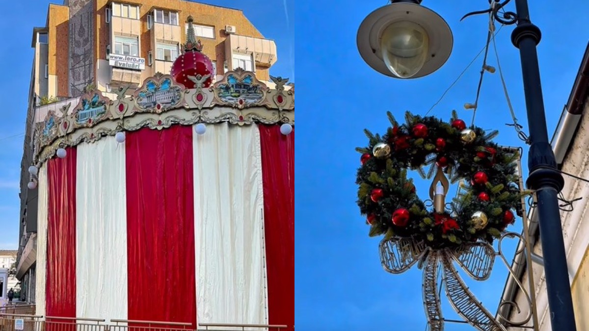 Pregătiri timpurii pentru Târgul de Crăciun de la Craiova: decorațiuni montate la temperaturi de 30 de grade