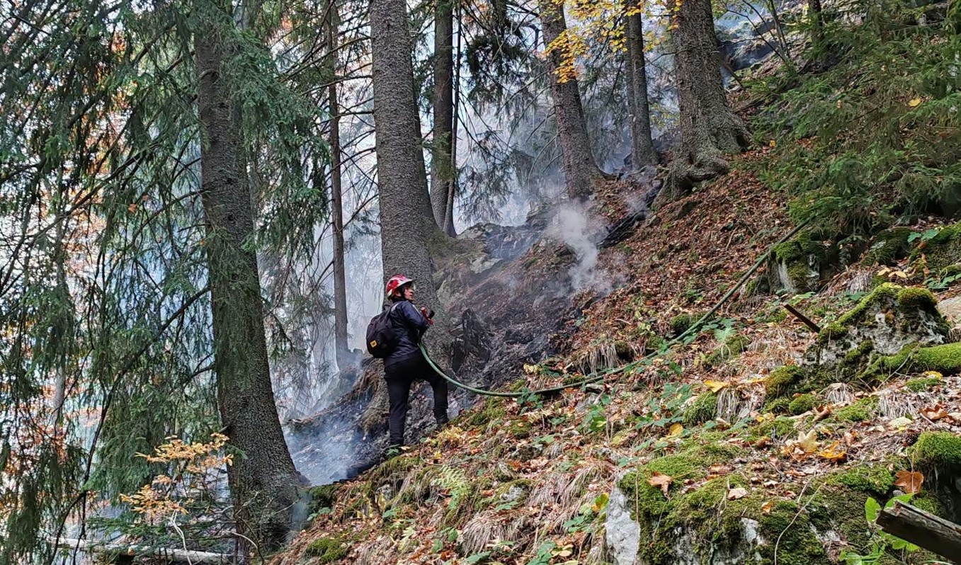 Incendiu în Parcul Național Retezat: Pompierii luptă de două săptămâni cu focul în Cheile Buții