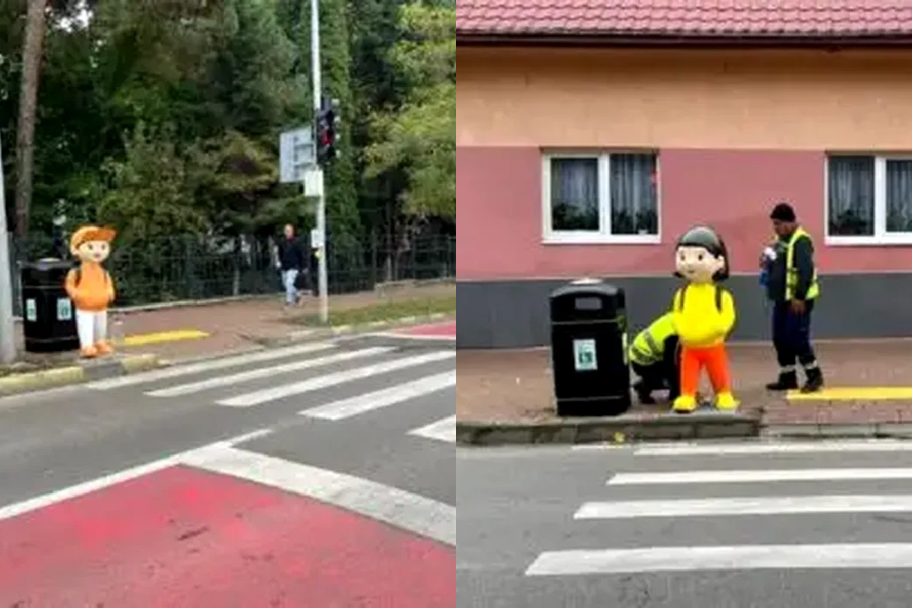 Manechine care imită copii sunt amplasate lângă trecerile de pietoni din Suceava pentru siguranța elevilor