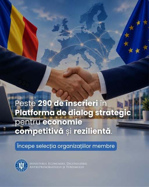 Peste 290 de candidaturi pentru Platforma de dialog strategic pentru economie competitivă și rezilientă