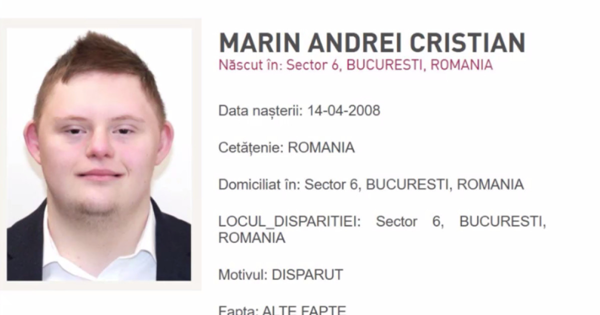 Poliția Capitalei caută un tânăr de 18 ani dispărut din Sectorul 6